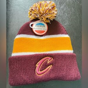 NBA Cleveland Cavaliers Maroon Gold Pom Pom Beanie